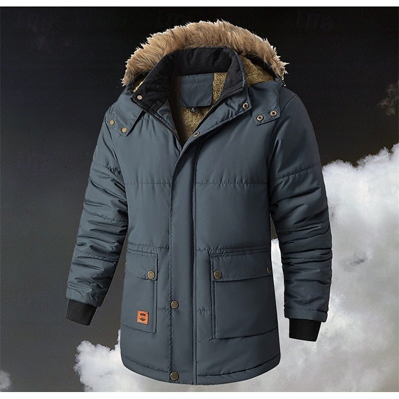 Parka homme à capuche en fausse fourrure et doublure polaire 3