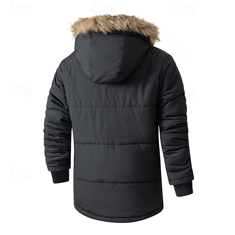Parka homme à capuche en fausse fourrure et doublure polaire 5