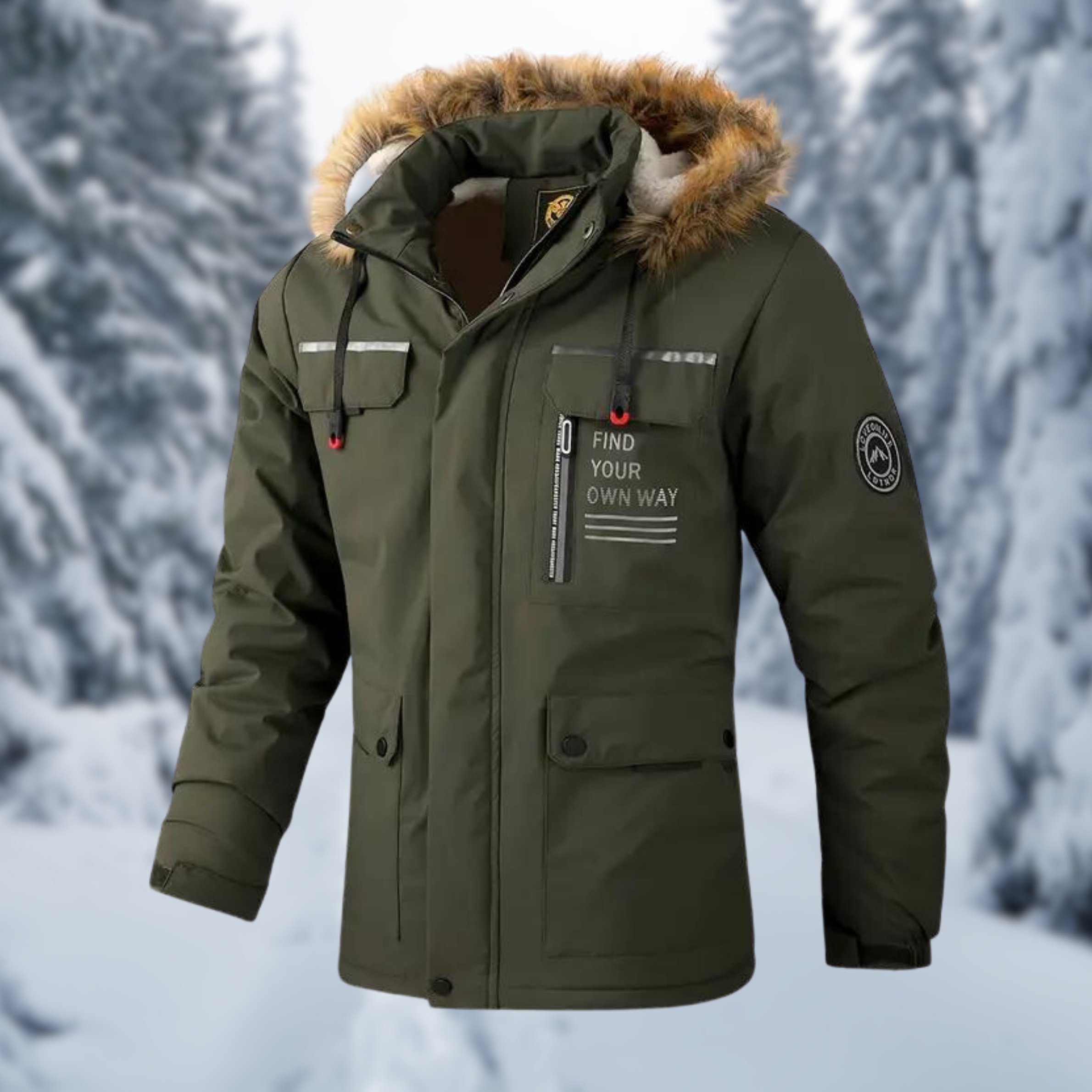 Parka homme déperlante à capuche en fausse fourrure et détails réfléchissants 3