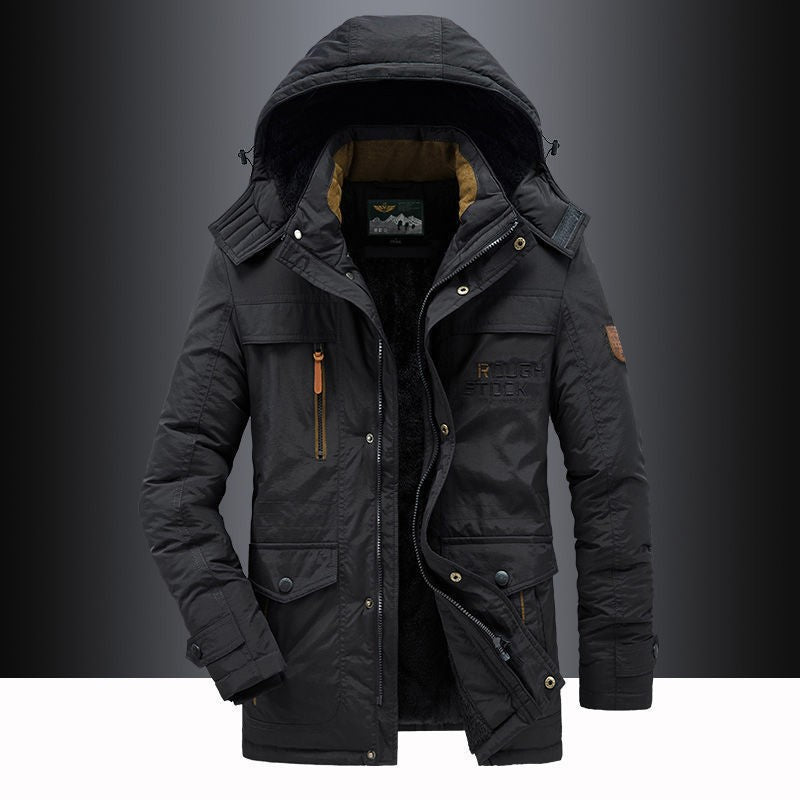 Parka homme déperlante à capuche et doublure teddy 1