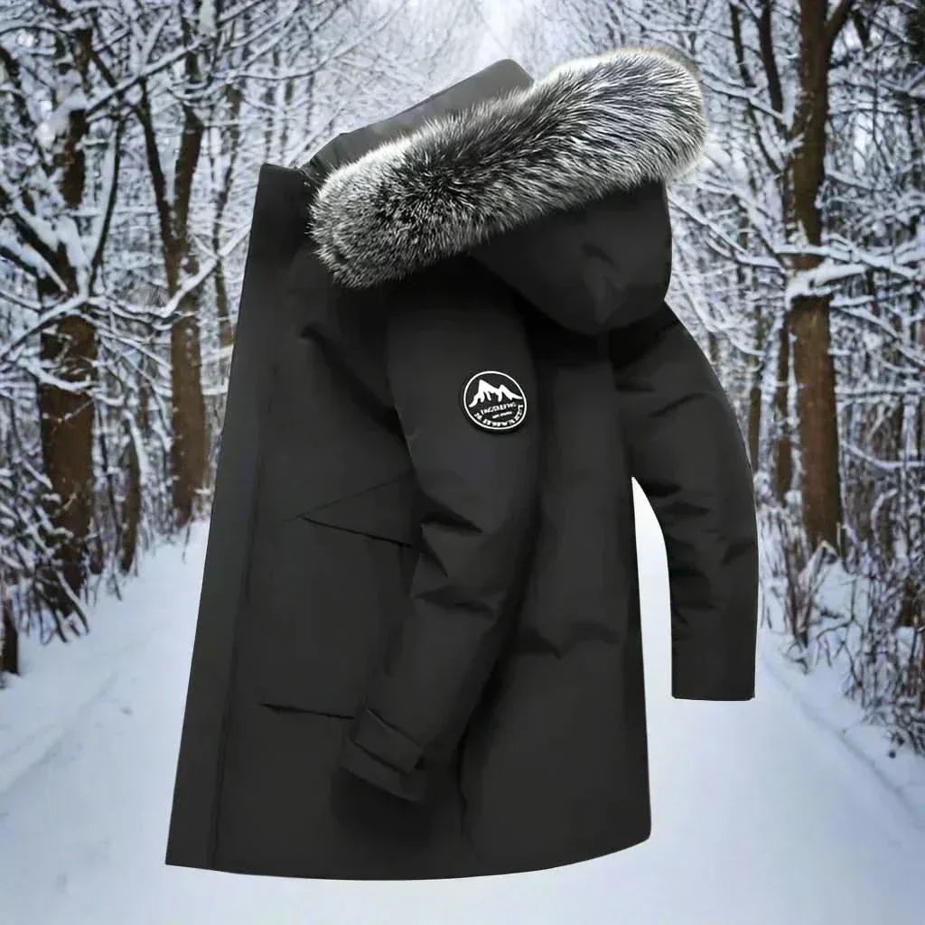 Parka homme déperlante matelassée à capuche en fausse fourrure 1