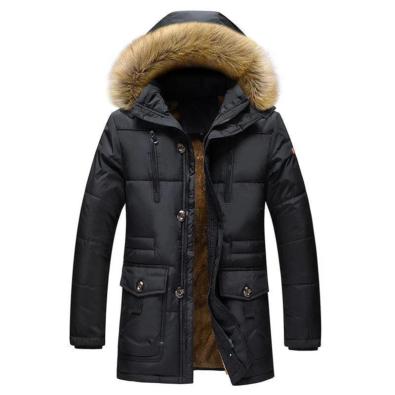 Parka homme matelassée à capuche en fausse fourrure 1