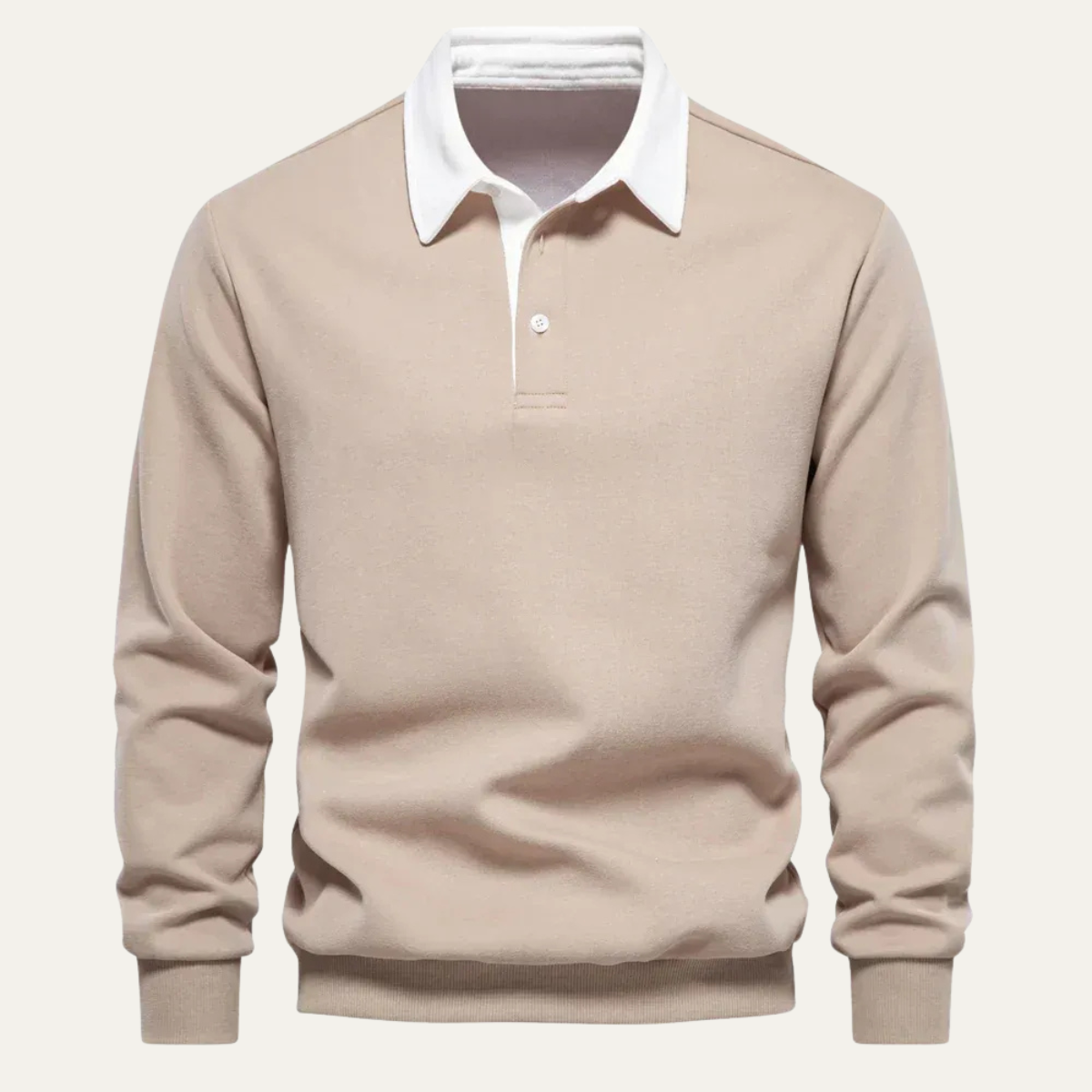 Polo homme à col contrasté et manches longues 1