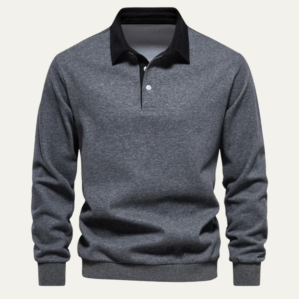 Polo homme à col contrasté et manches longues 2