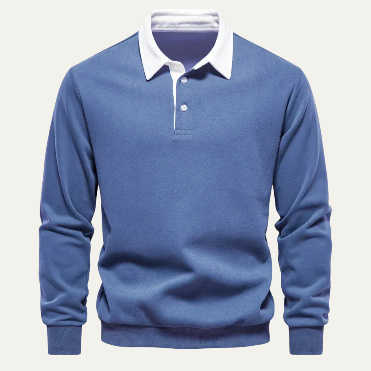 Polo homme à col contrasté et manches longues 3