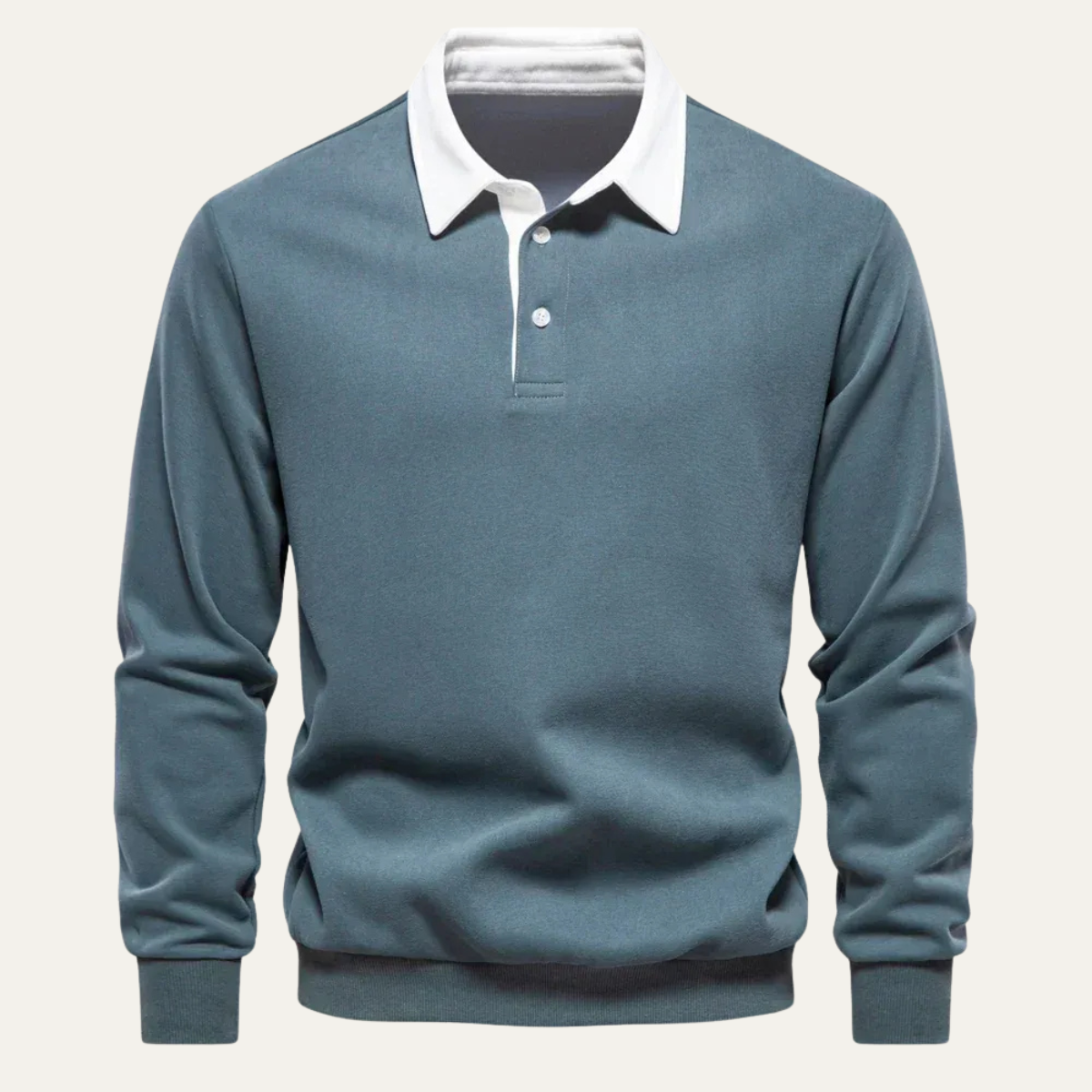 Polo homme à col contrasté et manches longues 4