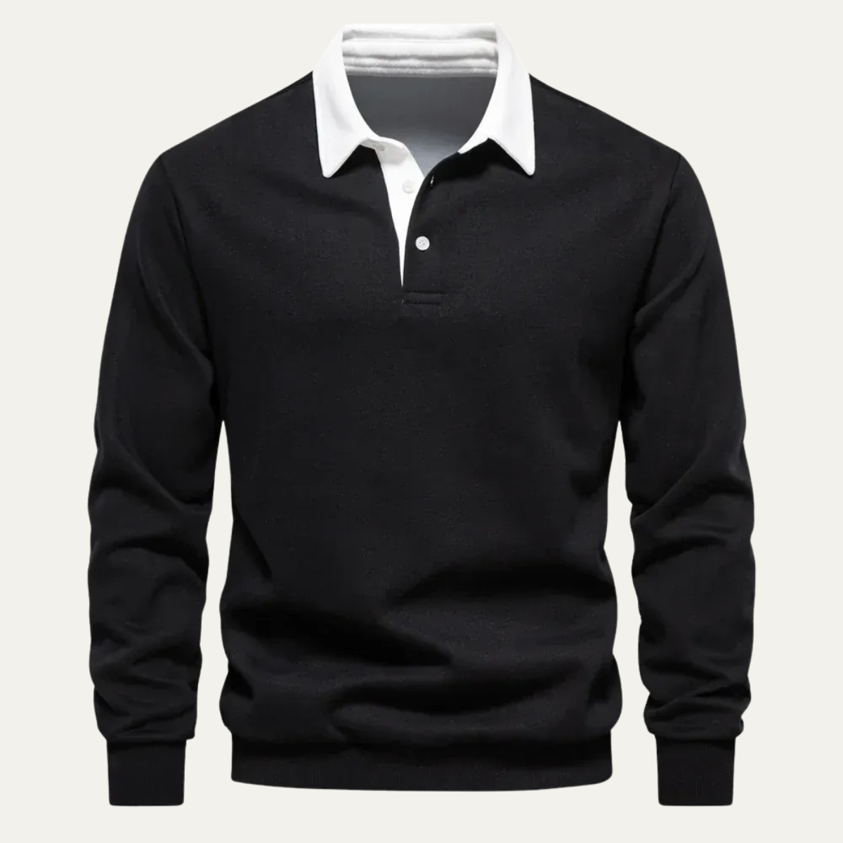 Polo homme à col contrasté et manches longues 5