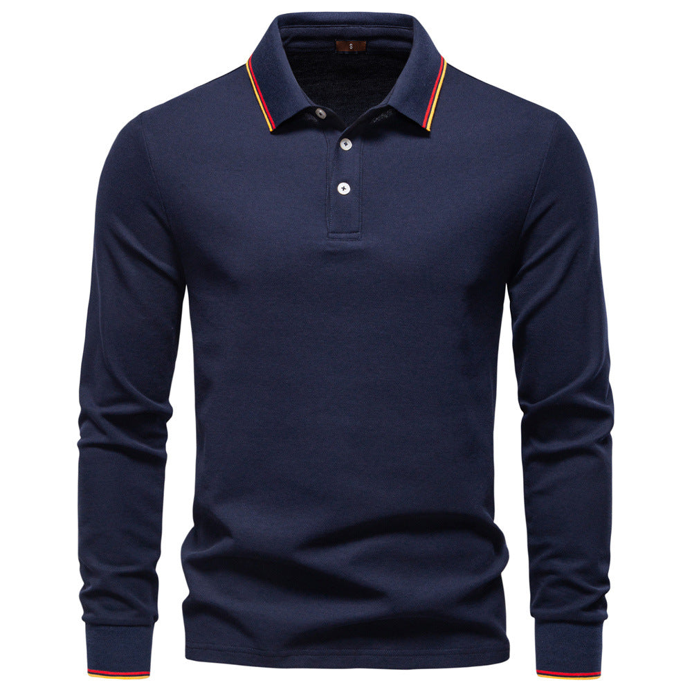 Polo homme à manches longues col à liseré contrasté 1