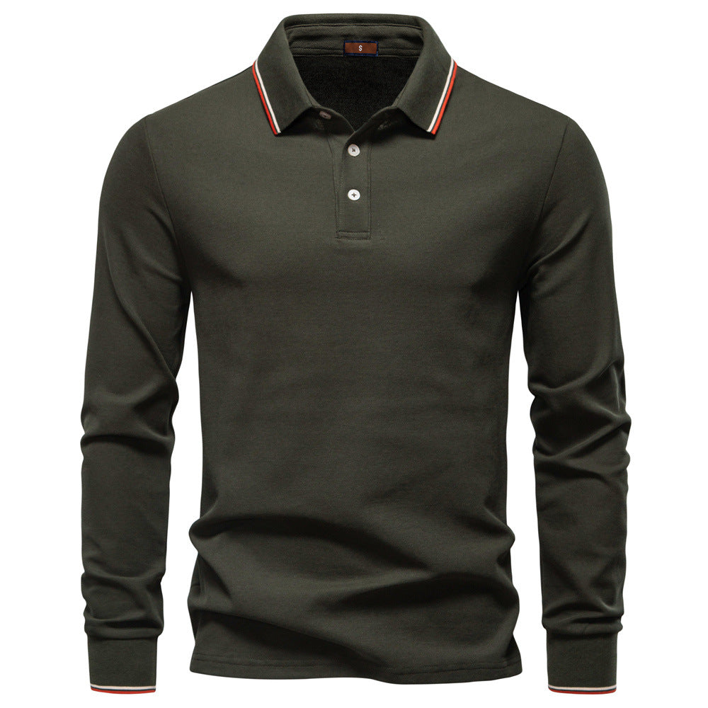 Polo homme à manches longues col à liseré contrasté 2