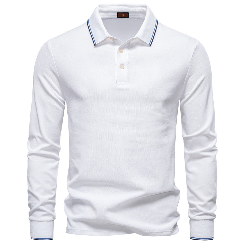 Polo homme à manches longues col à liseré contrasté 3