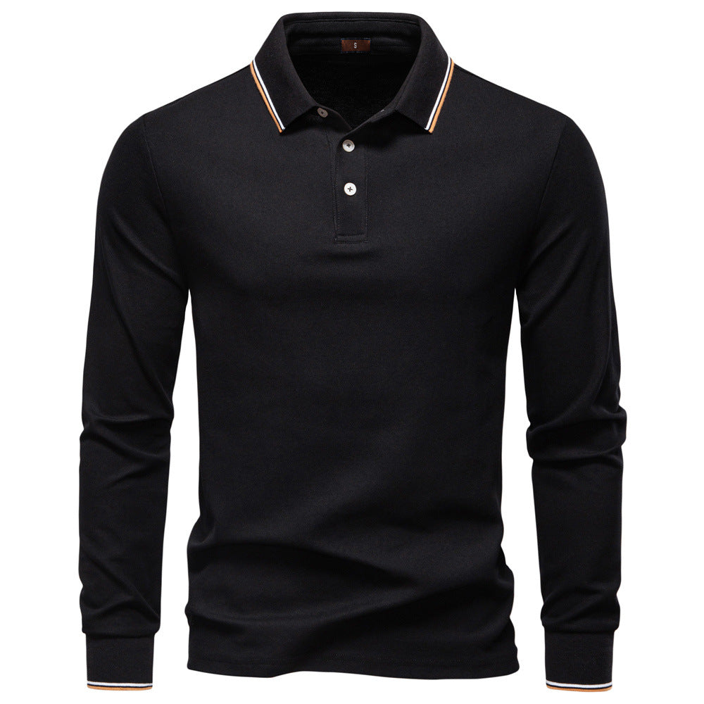 Polo homme à manches longues col à liseré contrasté 4