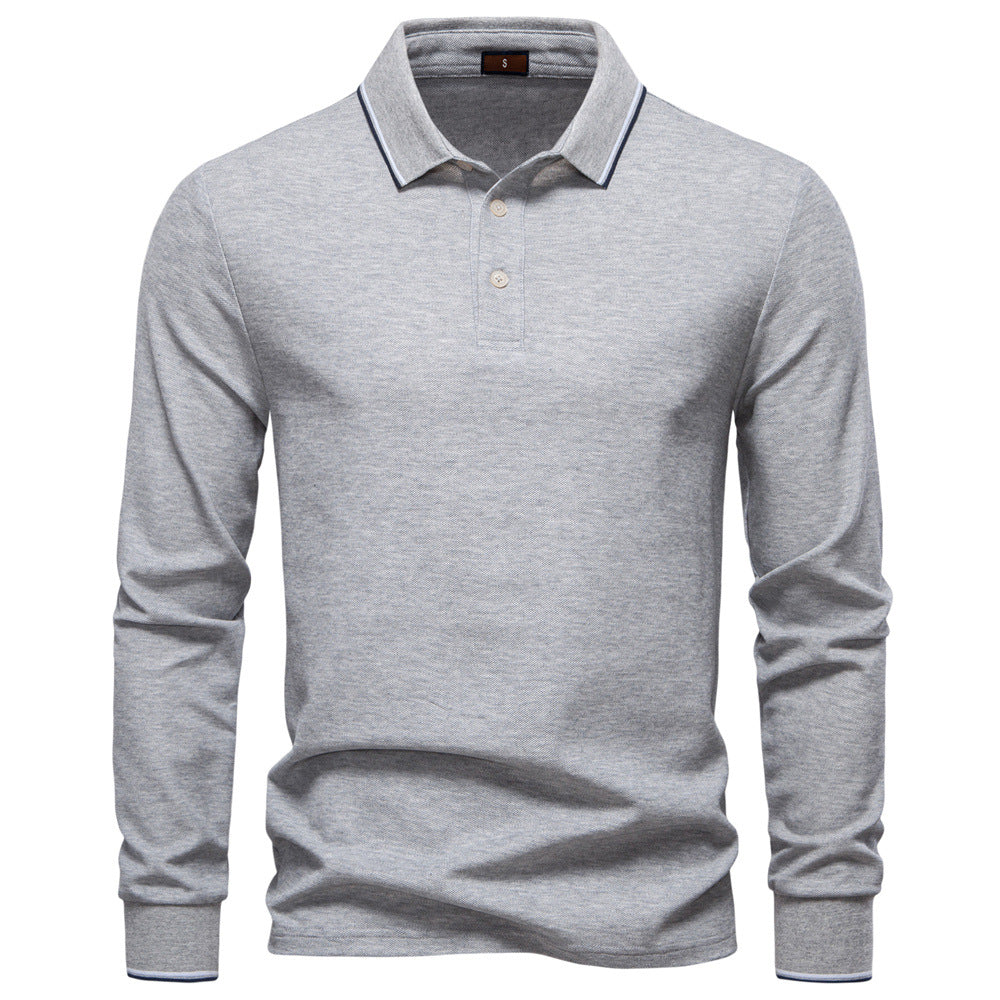 Polo homme à manches longues col à liseré contrasté 5