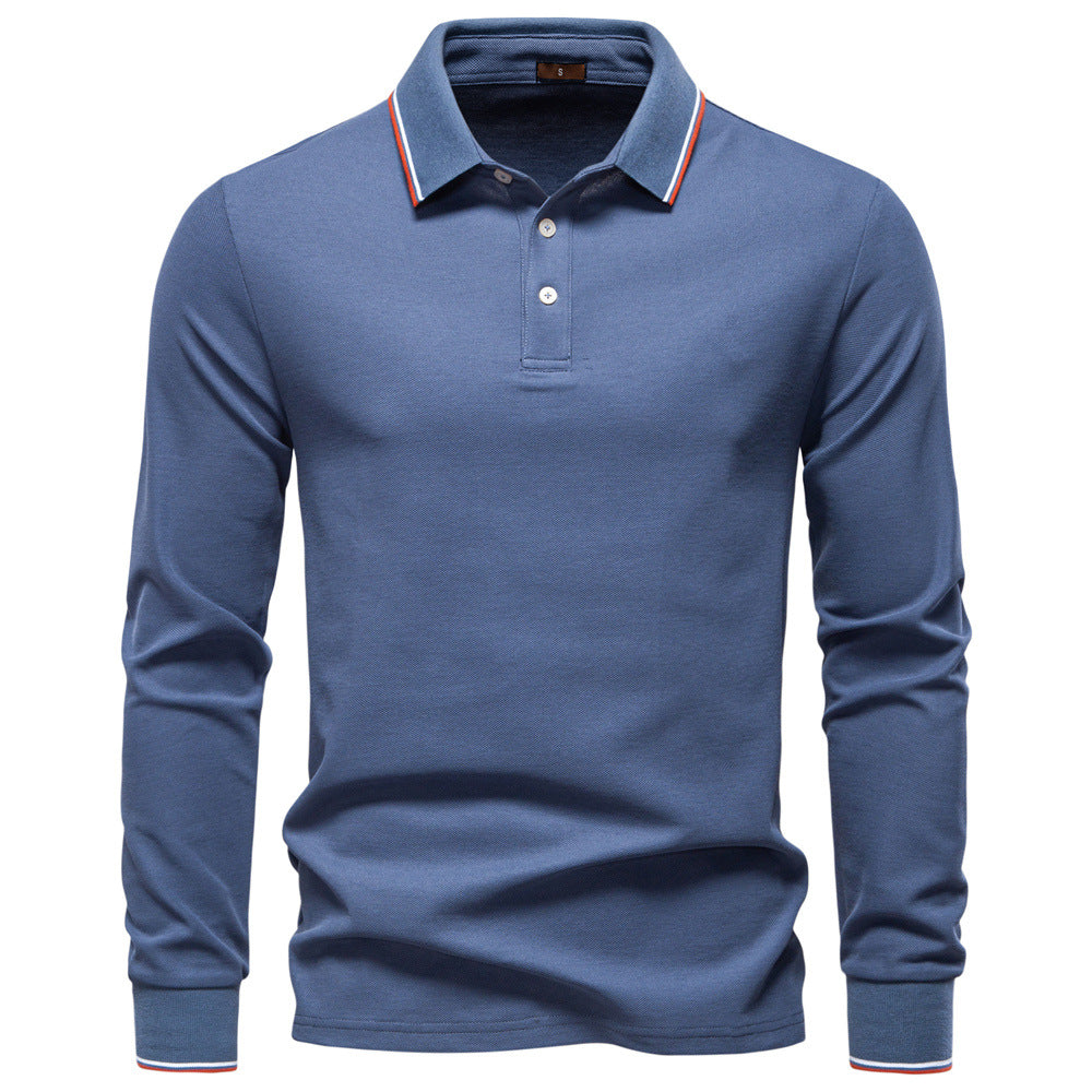Polo homme à manches longues col à liseré contrasté 6