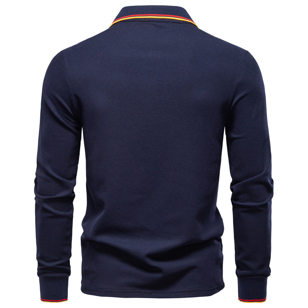 Polo homme à manches longues col à liseré contrasté 7