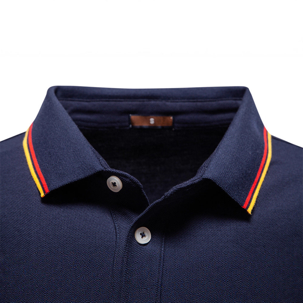 Polo homme à manches longues col à liseré contrasté 8