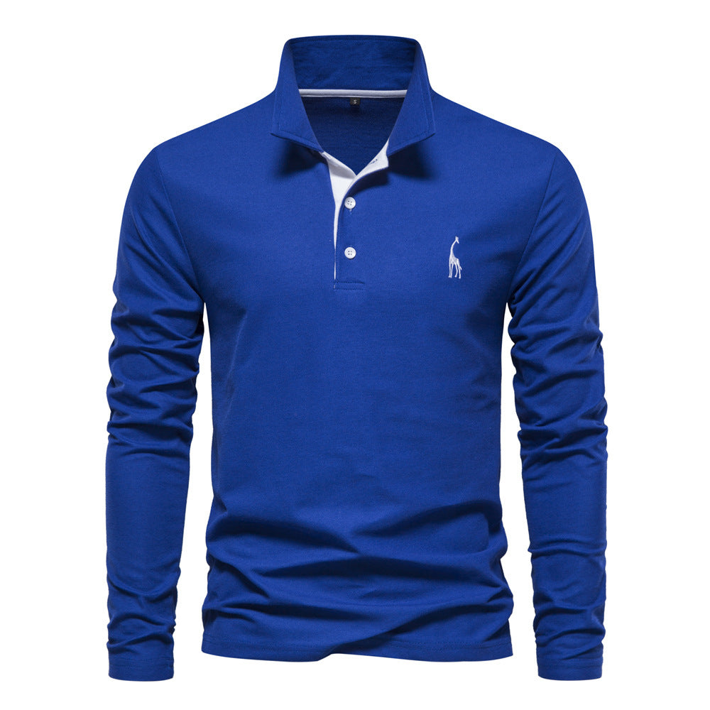 Polo homme à manches longues col contrasté et broderie 3