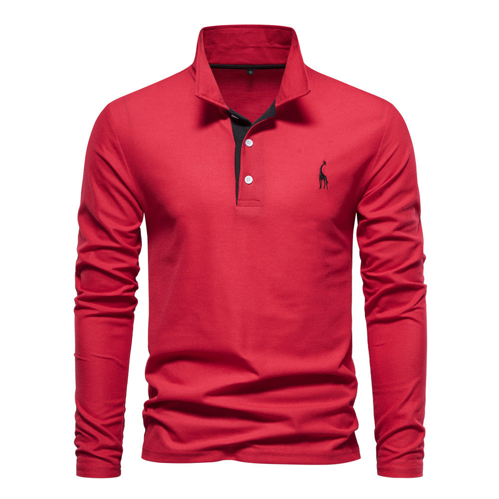 Polo homme à manches longues col contrasté et broderie 4