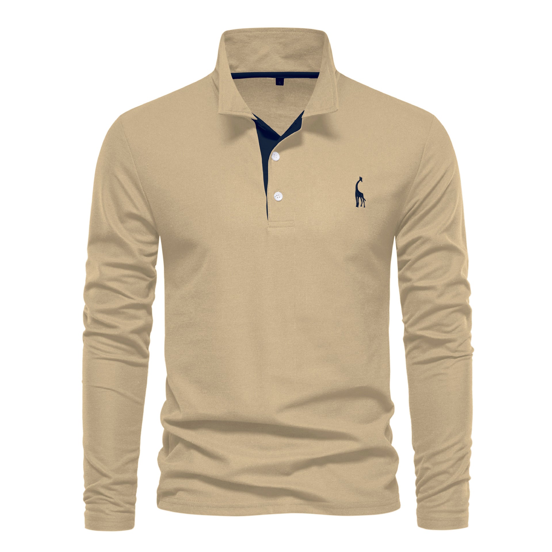 Polo homme à manches longues col contrasté et broderie 6