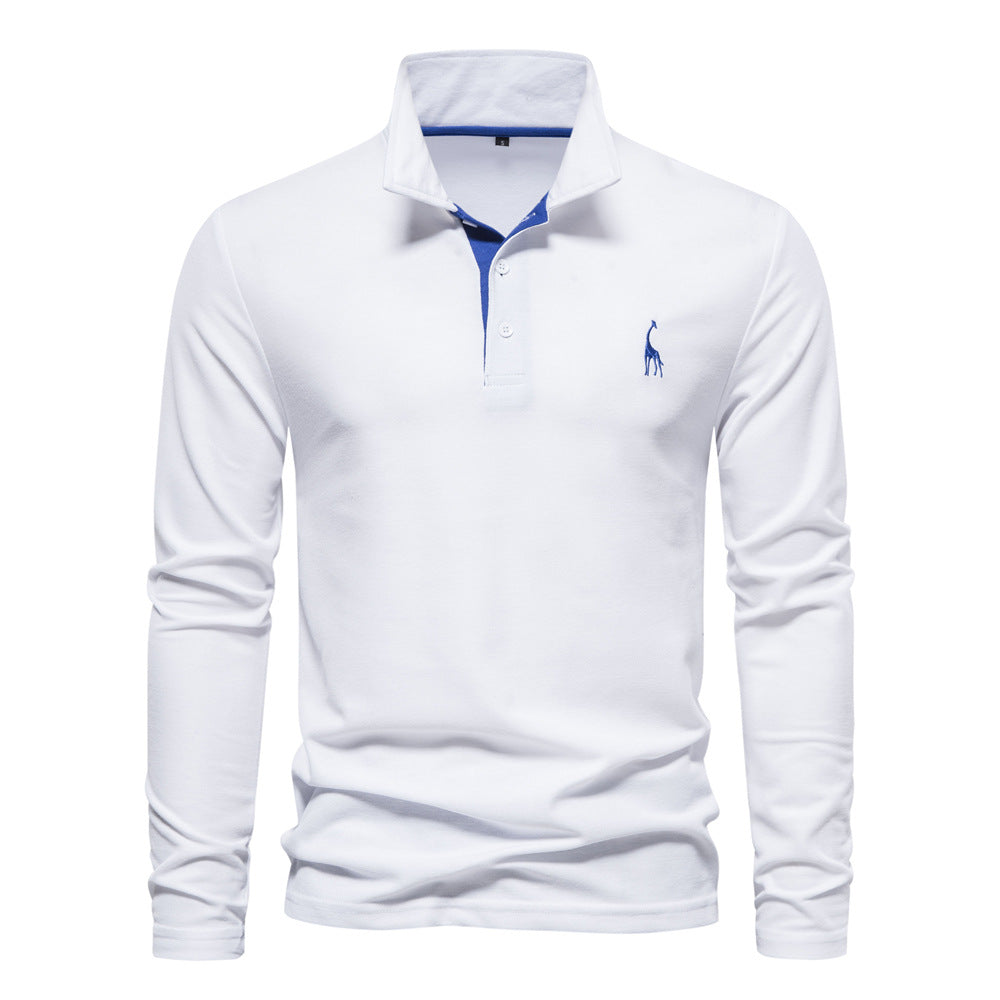 Polo homme à manches longues col contrasté et broderie 7