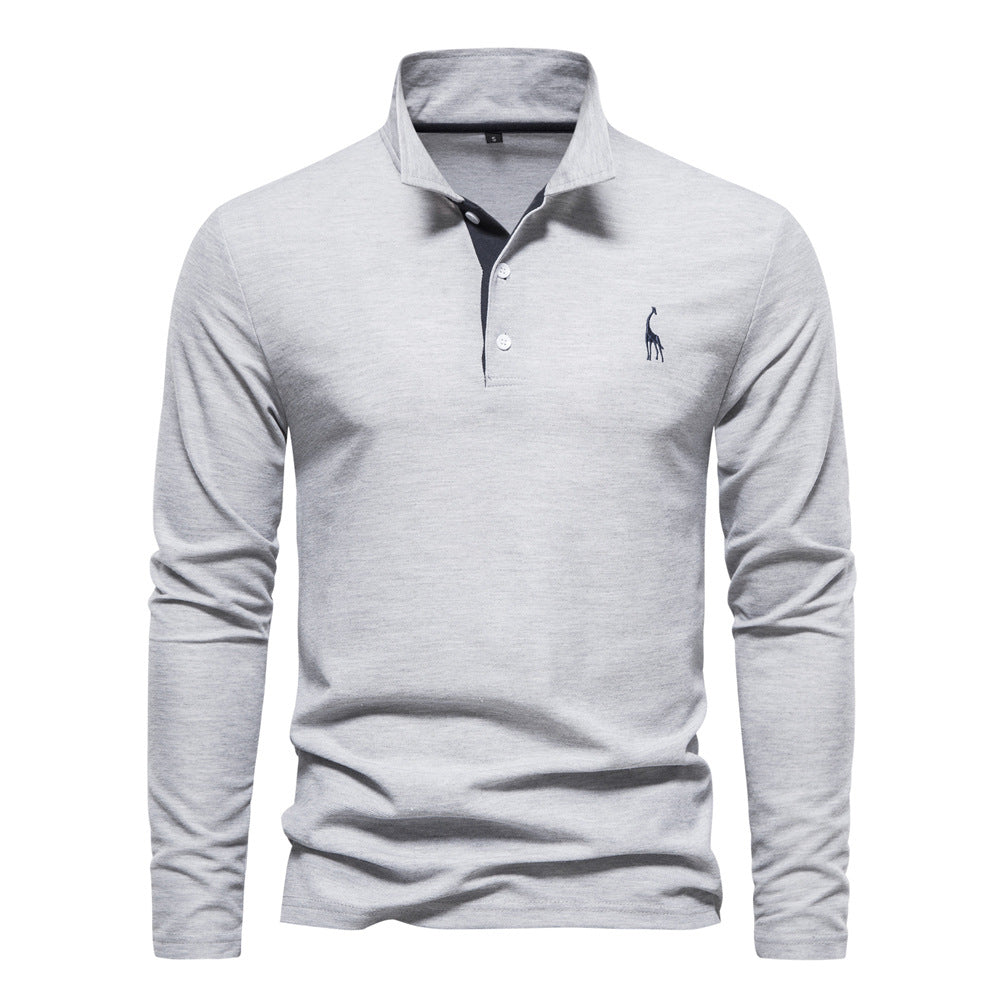 Polo homme à manches longues col contrasté et broderie 8