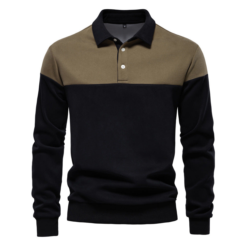 Polo homme maille bicolore à manches longues 2