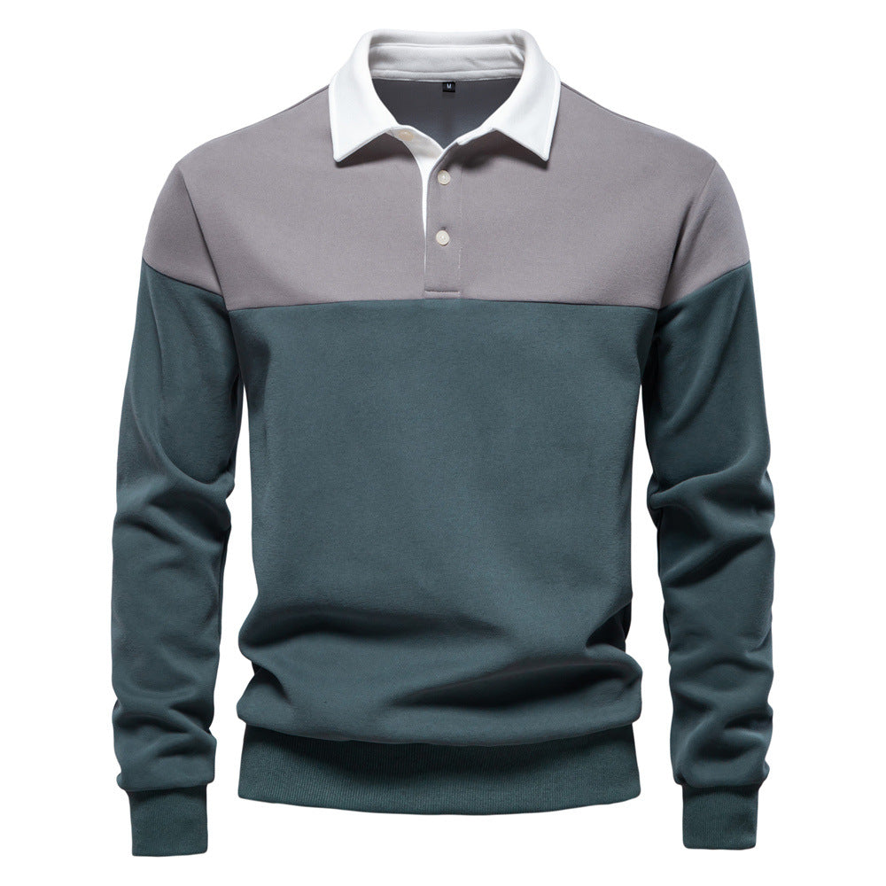 Polo homme maille bicolore à manches longues 3