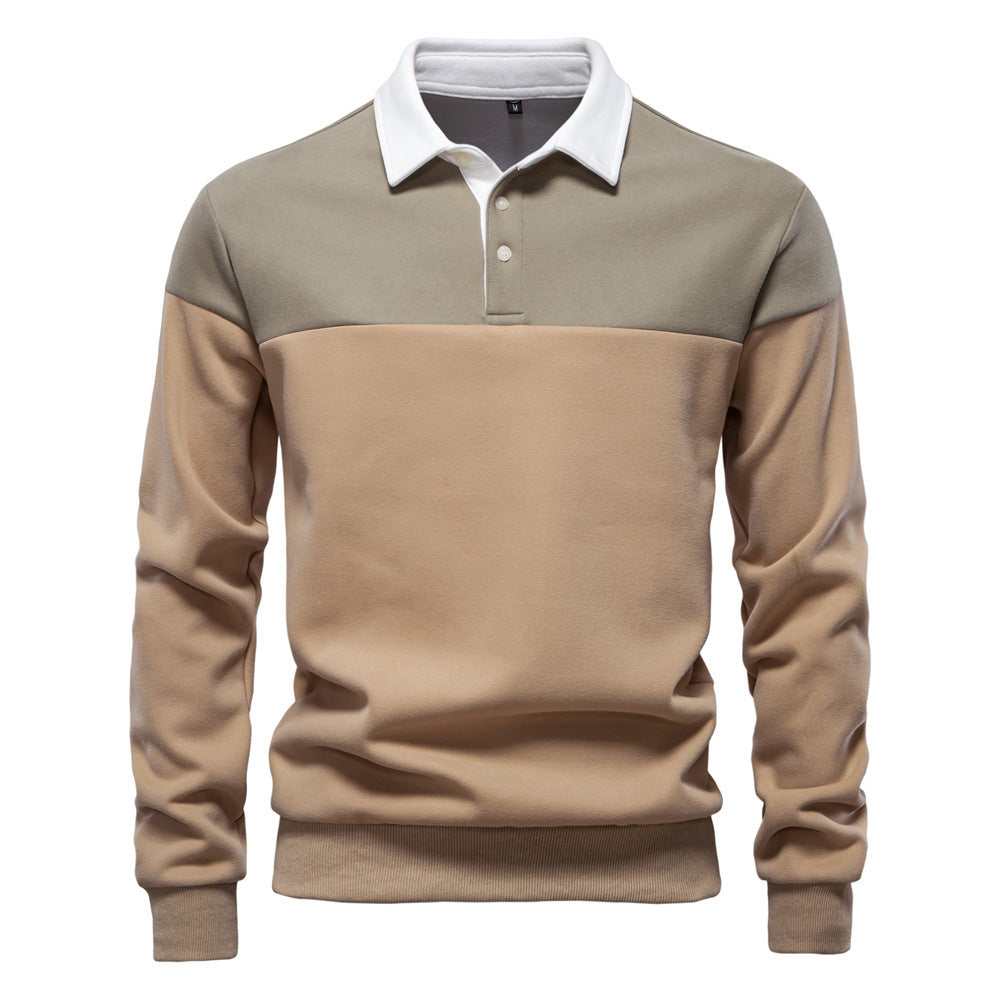 Polo homme maille bicolore à manches longues 4