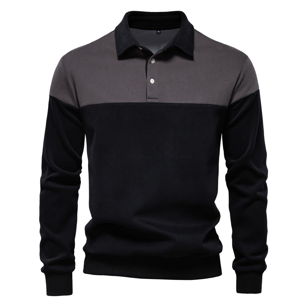 Polo homme maille bicolore à manches longues 5
