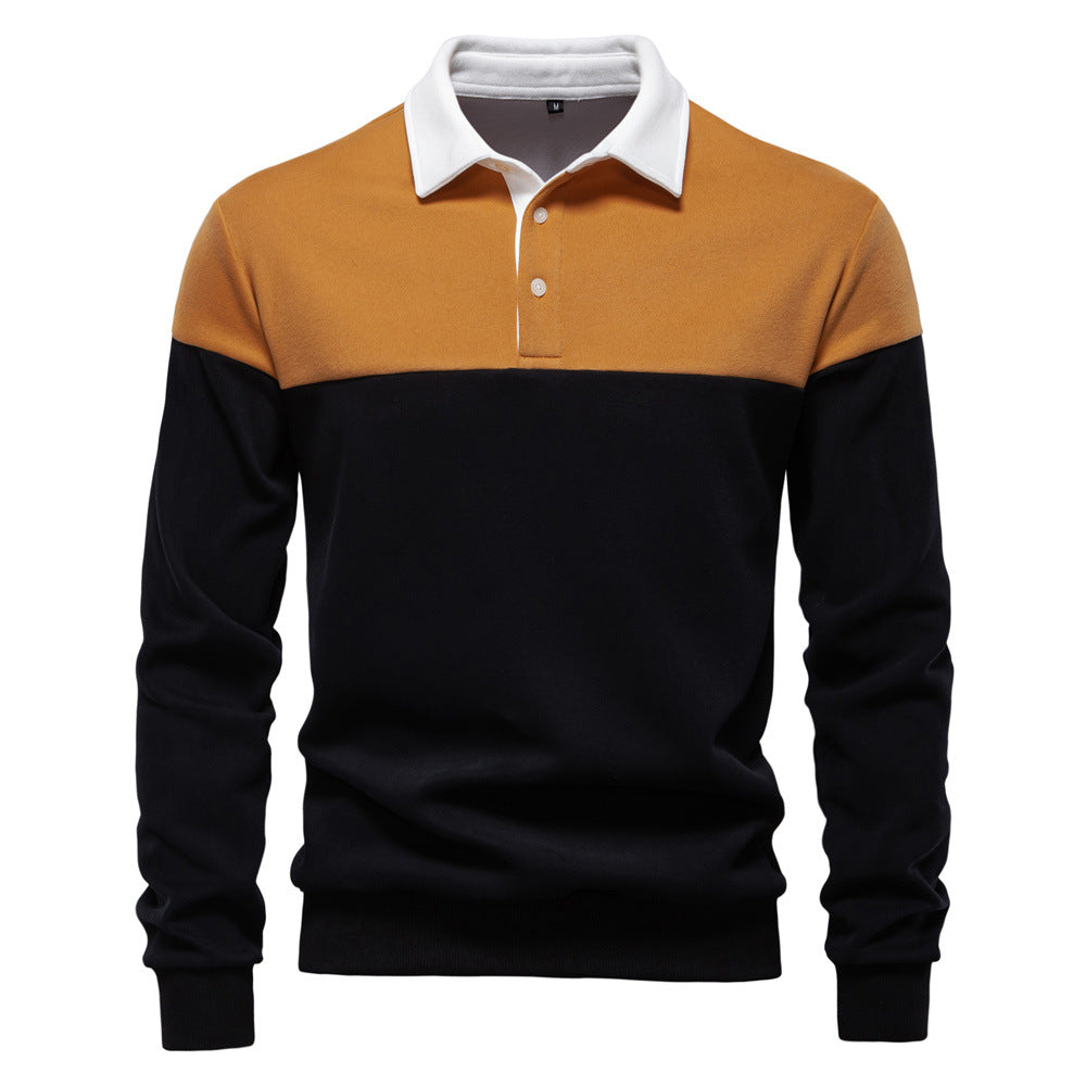 Polo homme maille bicolore à manches longues 6