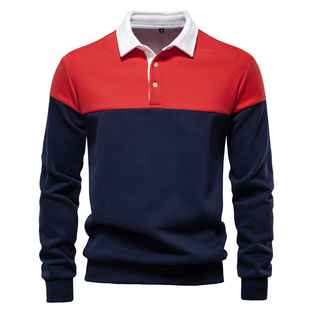 Polo homme maille bicolore à manches longues 7