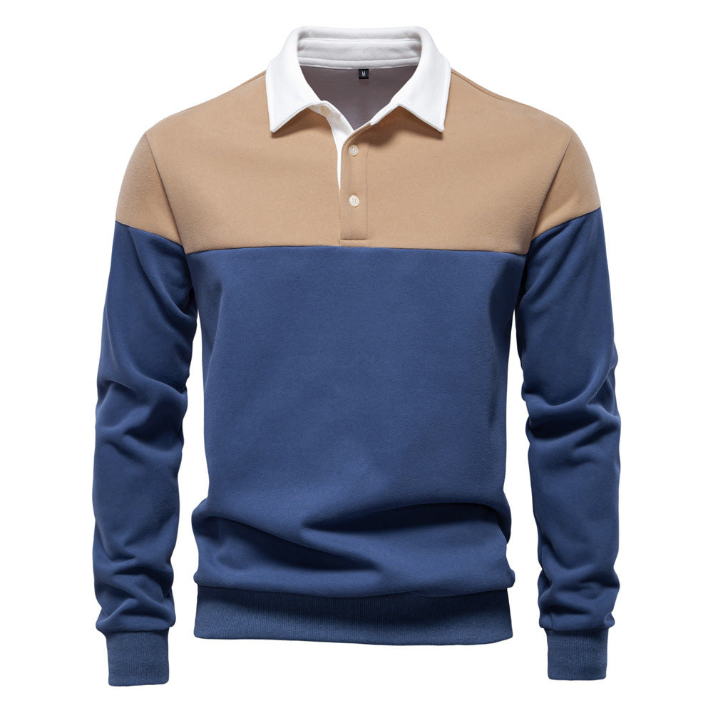 Polo homme maille bicolore à manches longues 8