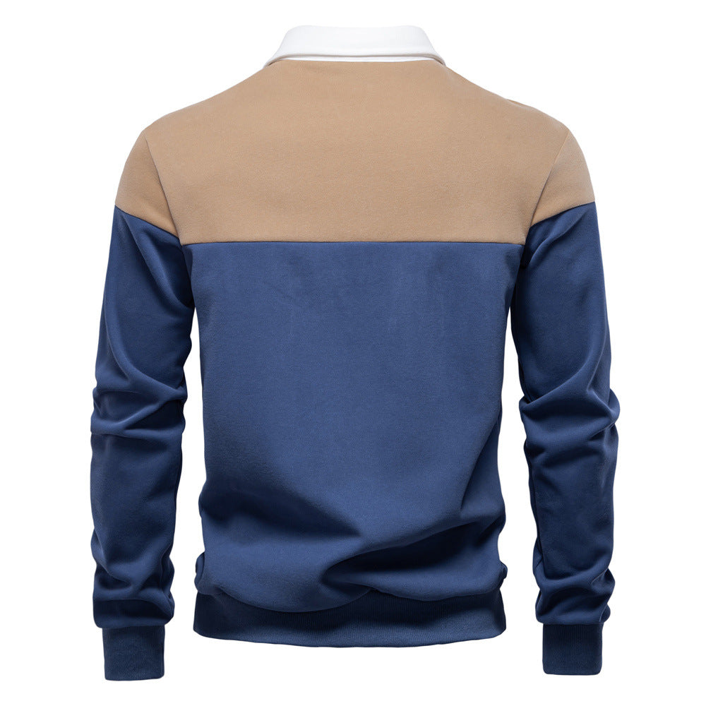 Polo homme maille bicolore à manches longues 9