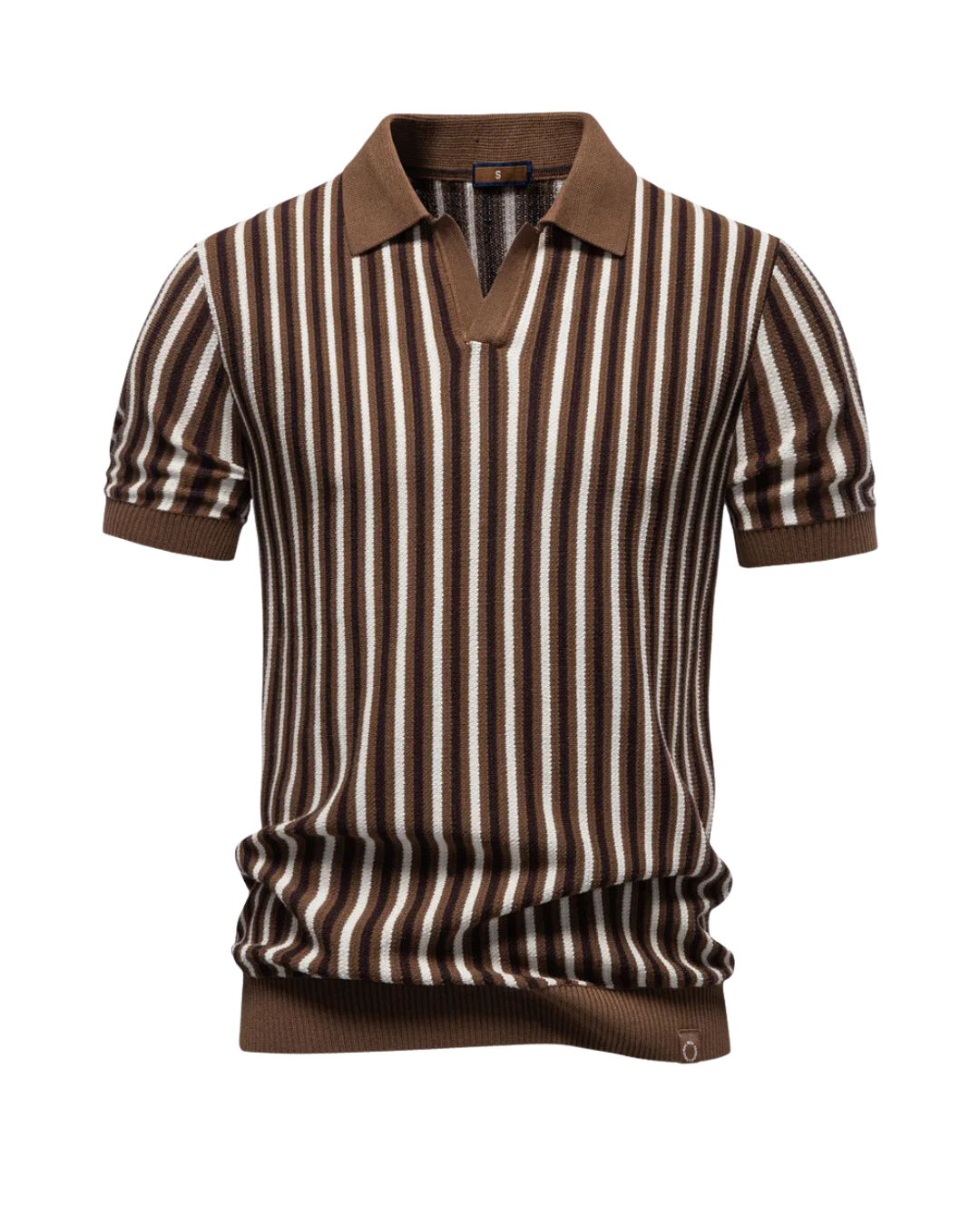 Polo maille homme rayé à col ouvert et manches courtes 1