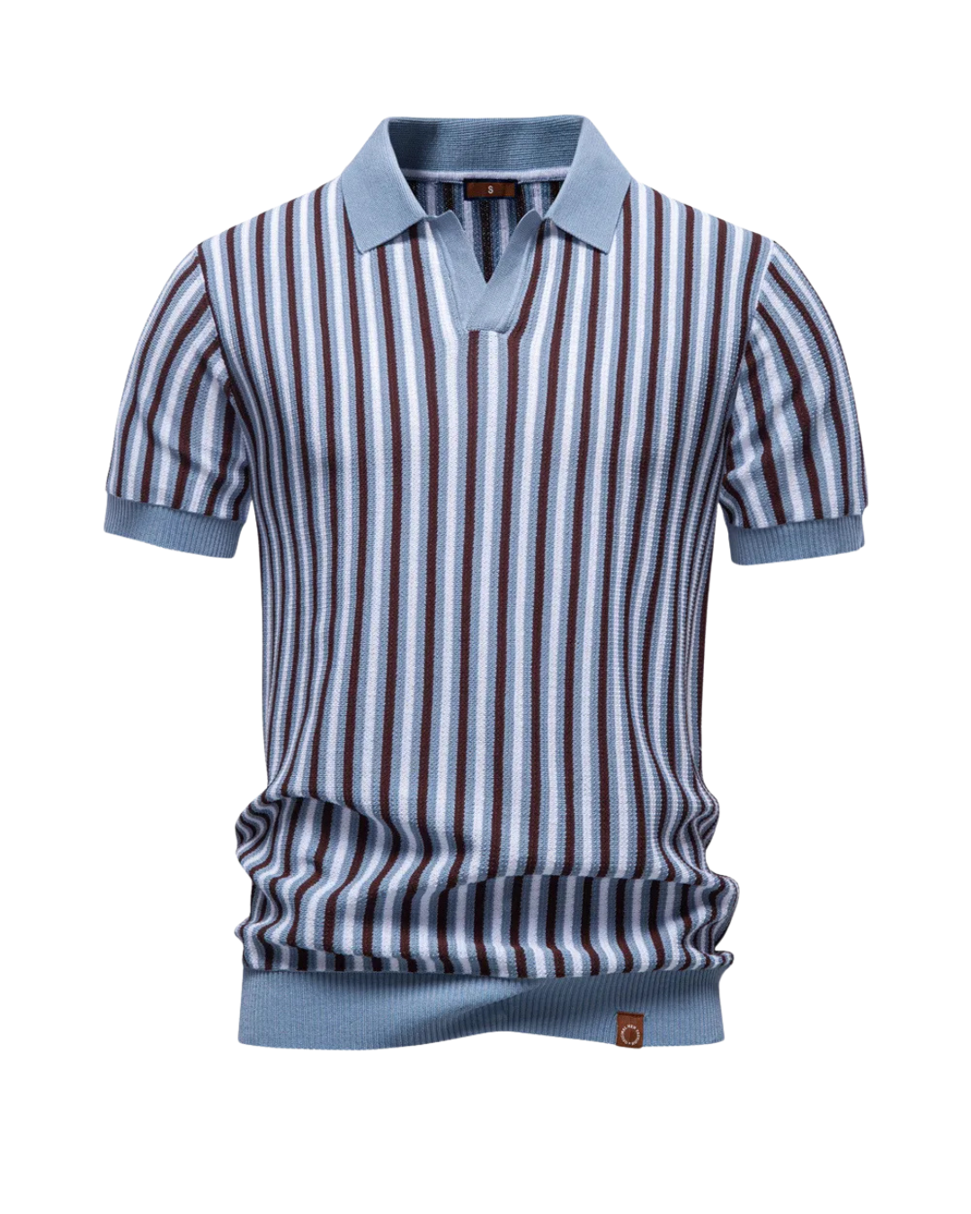 Polo maille homme rayé à col ouvert et manches courtes 2