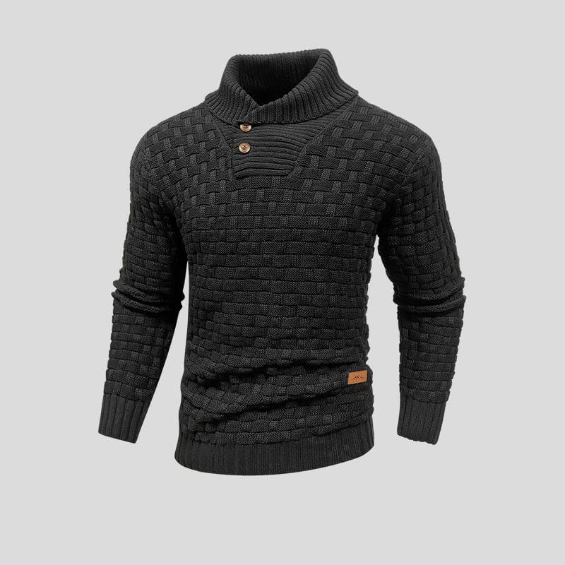 Pull col boutonné homme en maille à manches longues 1
