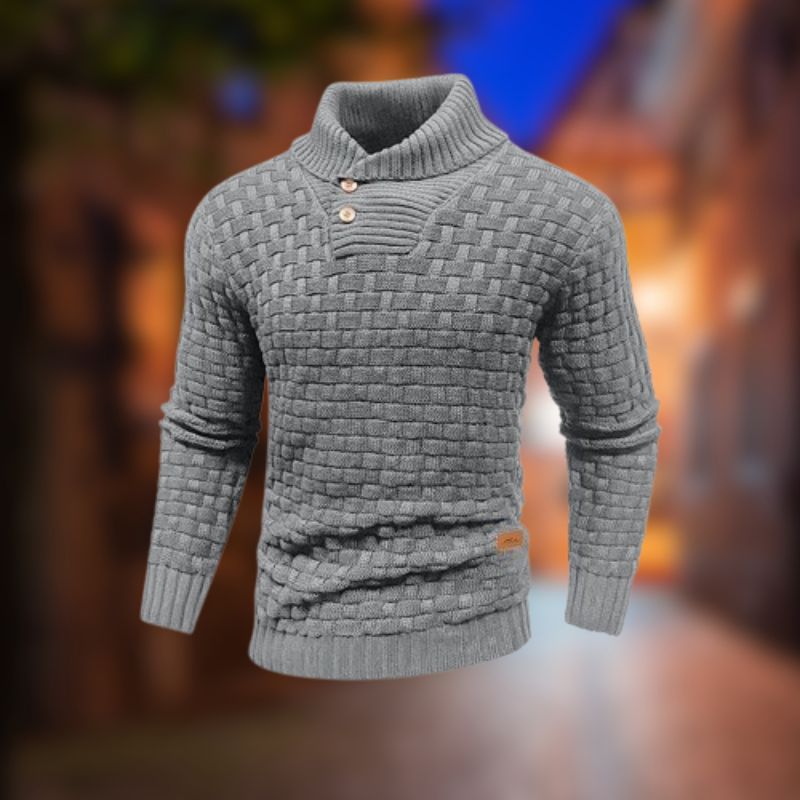 Pull col boutonné homme en maille à manches longues 2