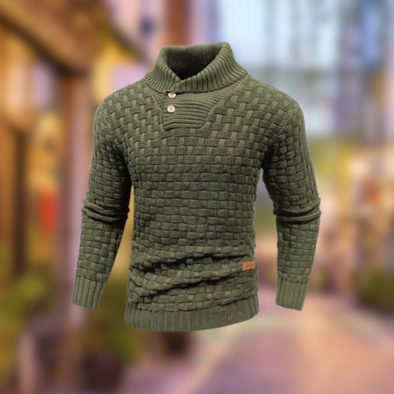 Pull col boutonné homme en maille à manches longues 6