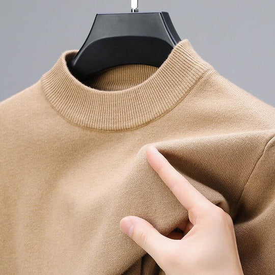Pull col montant homme en laine à manches longues 1