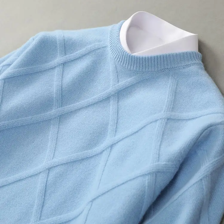 Pull col rond homme en laine à motif argyle 1