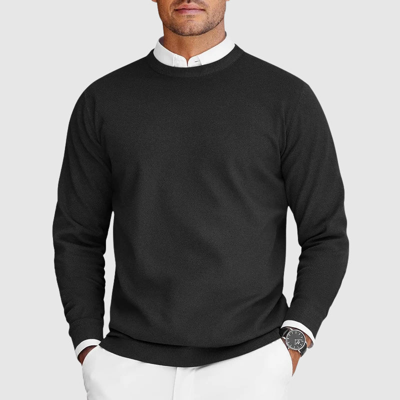 Pull col rond homme en maille à manches longues 1