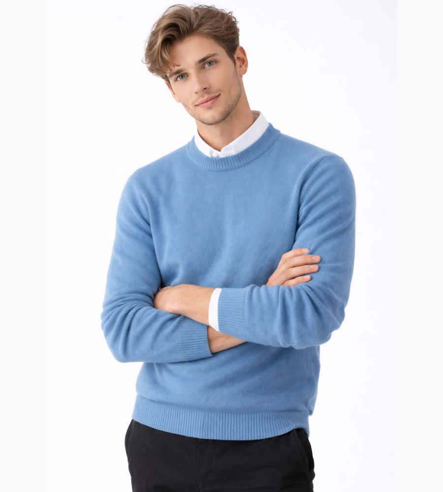 Pull col rond homme en maille coupe régulière 1