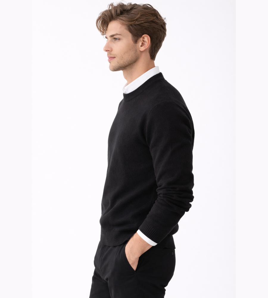 Pull col rond homme en maille coupe régulière 13