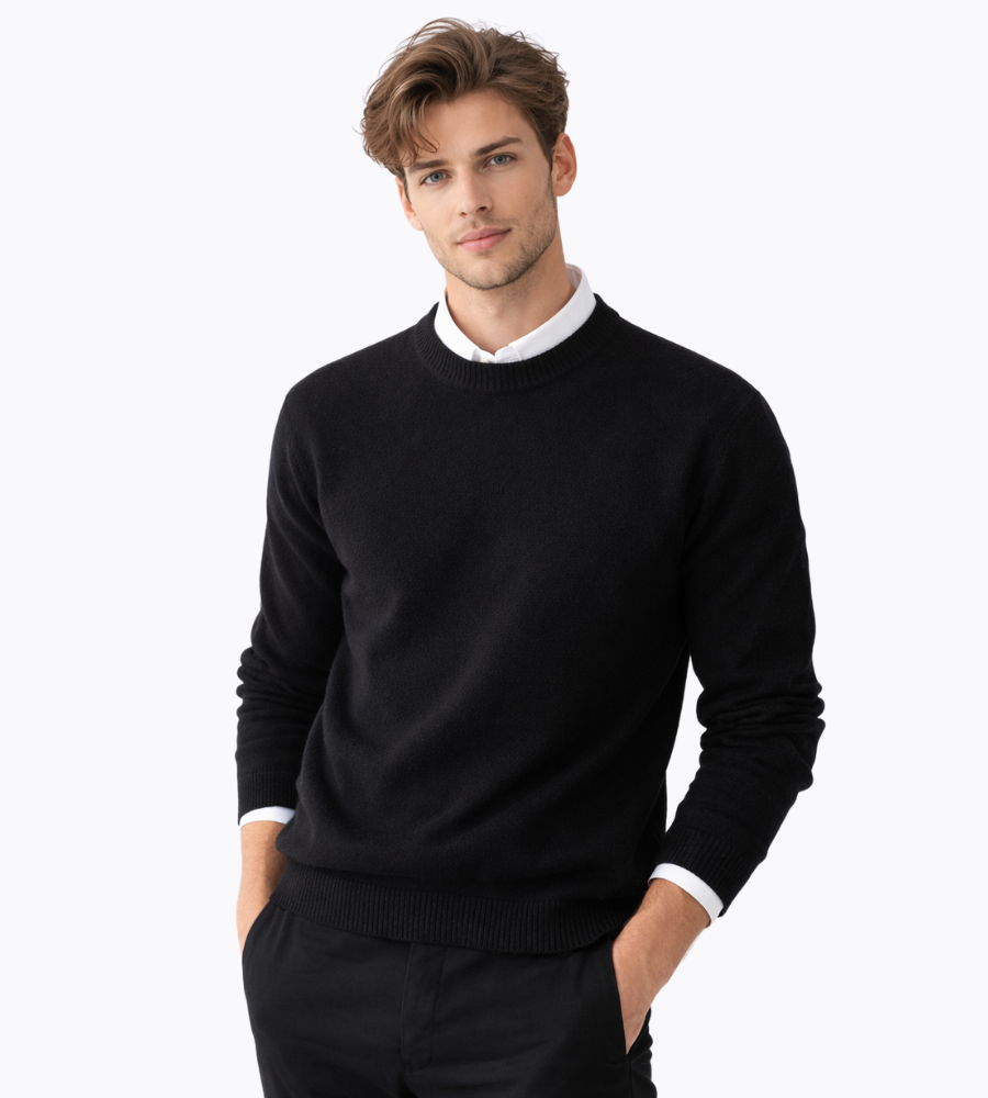 Pull col rond homme en maille coupe régulière 2
