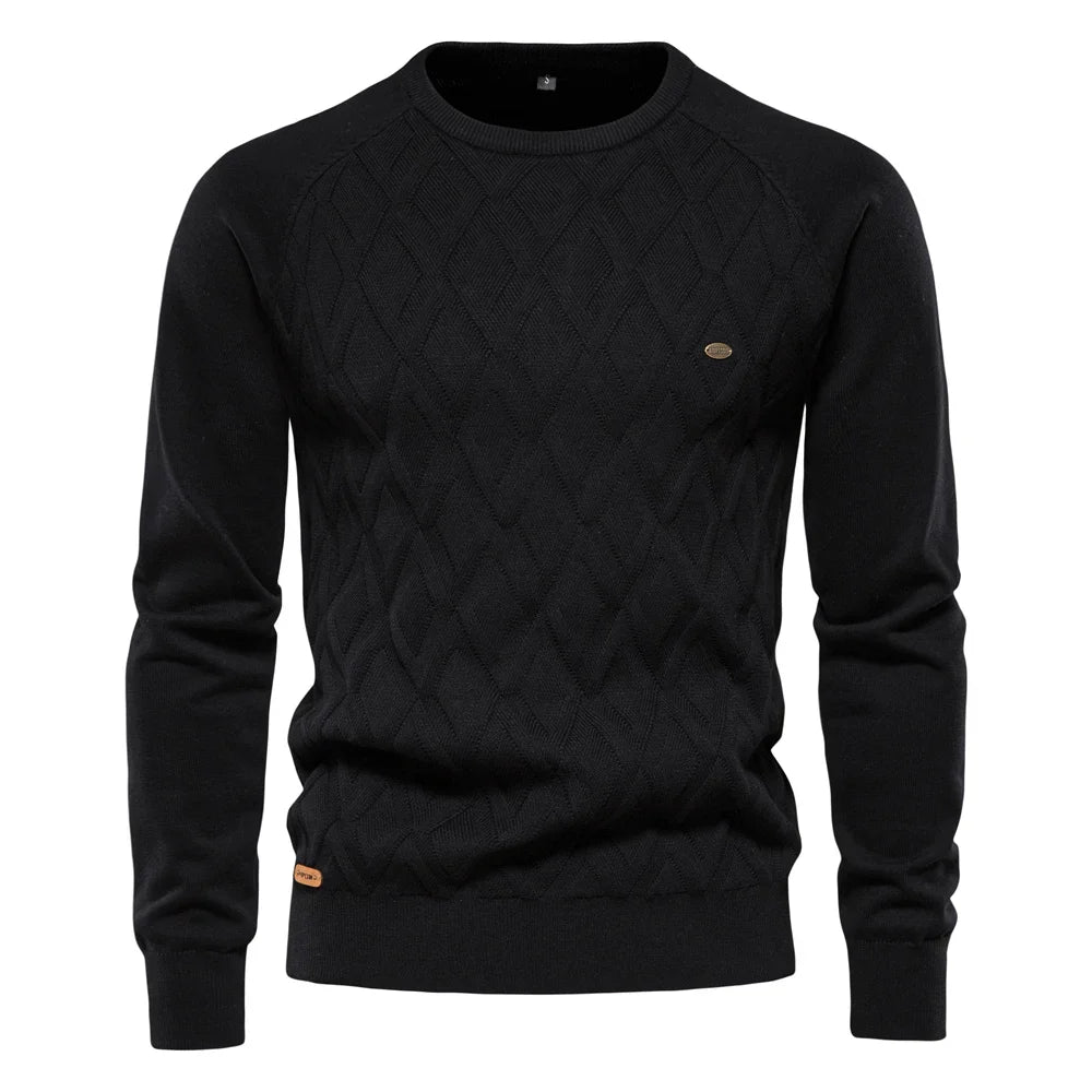 Pull col rond homme en maille texturée à motif losange 3