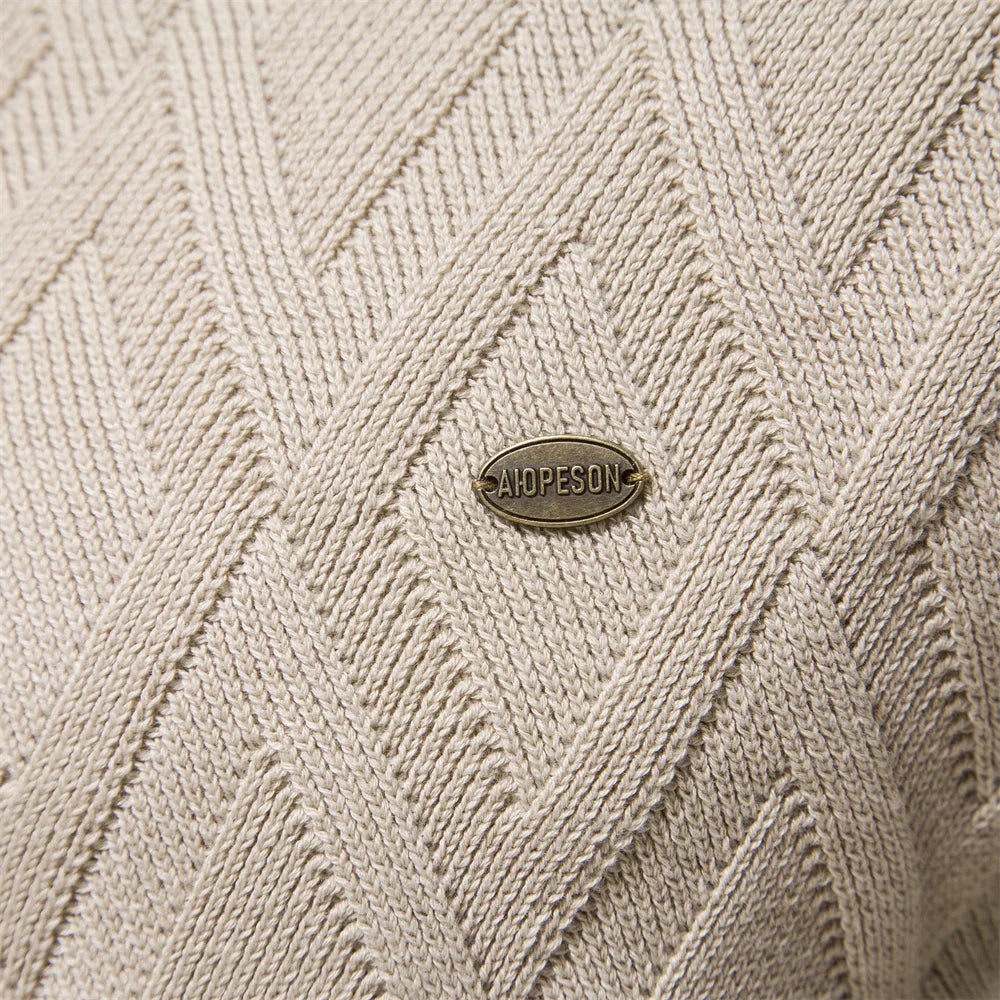 Pull col rond homme en maille texturée à motif losange 7