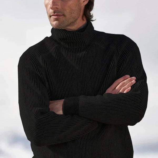 Pull col roulé homme en laine à grosse maille côtelée 1