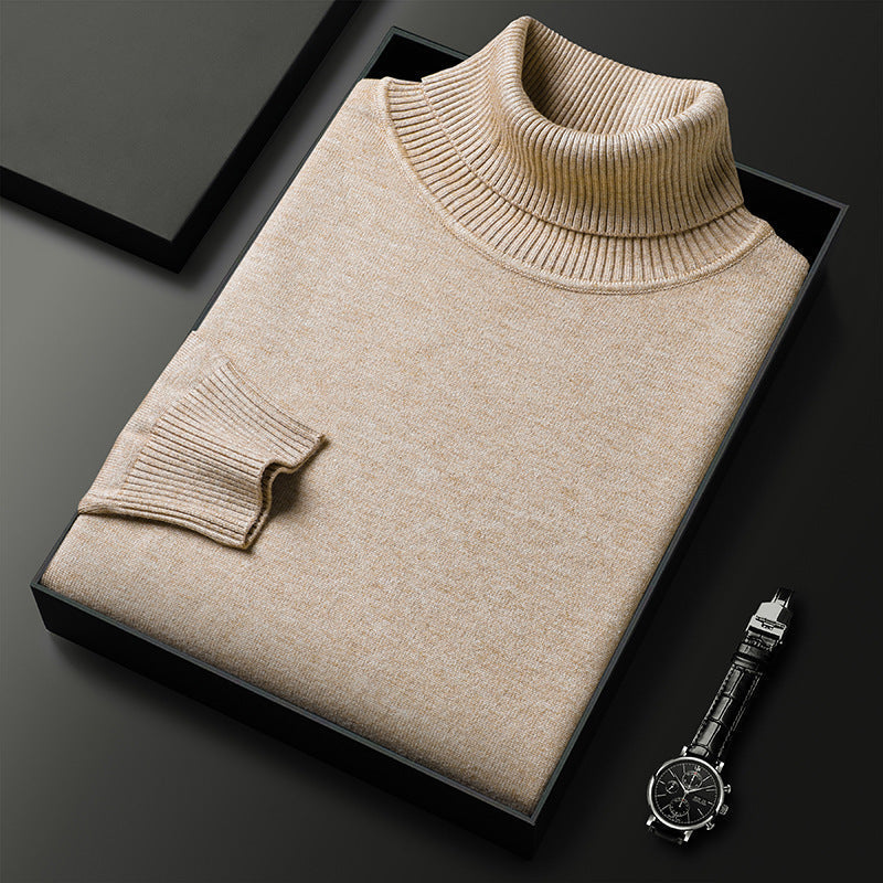 Pull col roulé homme en laine à maille fine 1