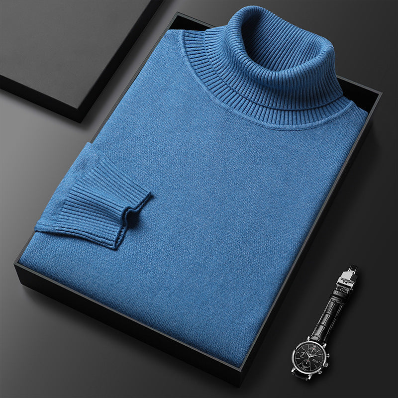 Pull col roulé homme en laine à maille fine 2