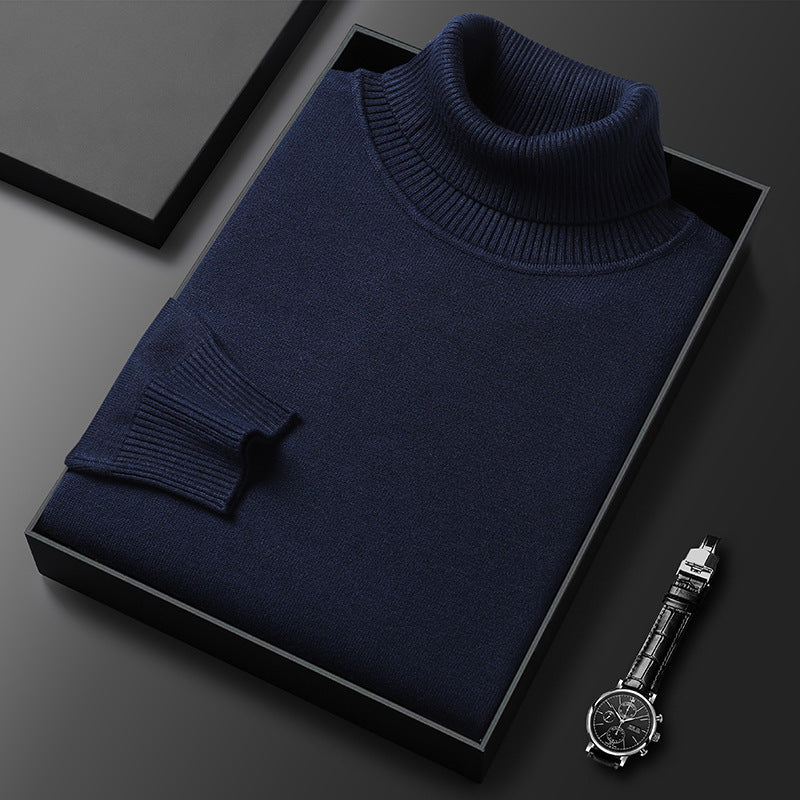 Pull col roulé homme en laine à maille fine 4
