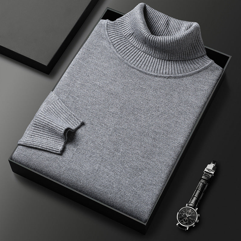 Pull col roulé homme en laine à maille fine 5